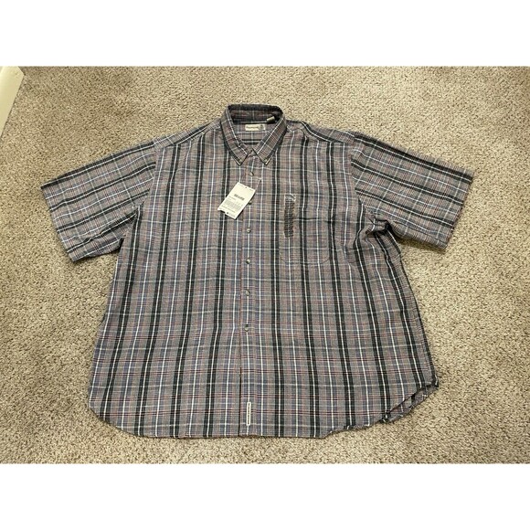 NWT Vintage Field Master Sears Flannel Shirt Brown Grey Plaid XL 100% Cotton